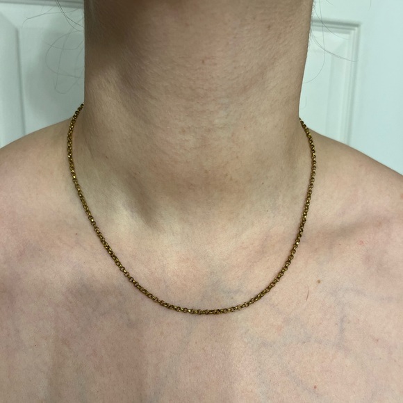 Antique RG Gold Faceted Rolo Link Chain Necklace- 18” - Picture 2 of 12